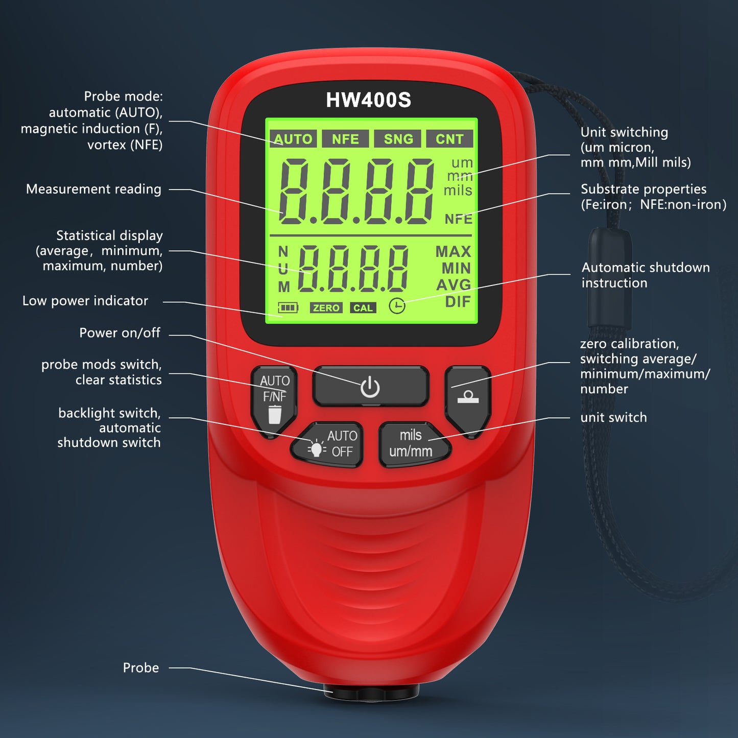 HW-400S Coating Thickness Gauge