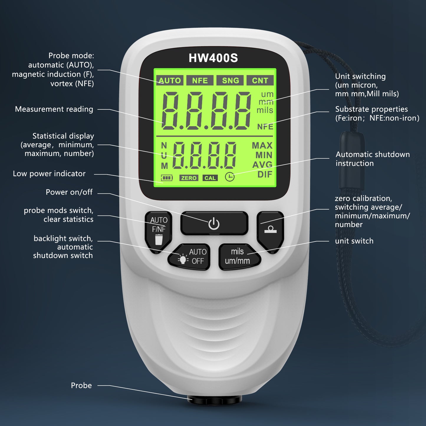HW-400S Coating Thickness Gauge